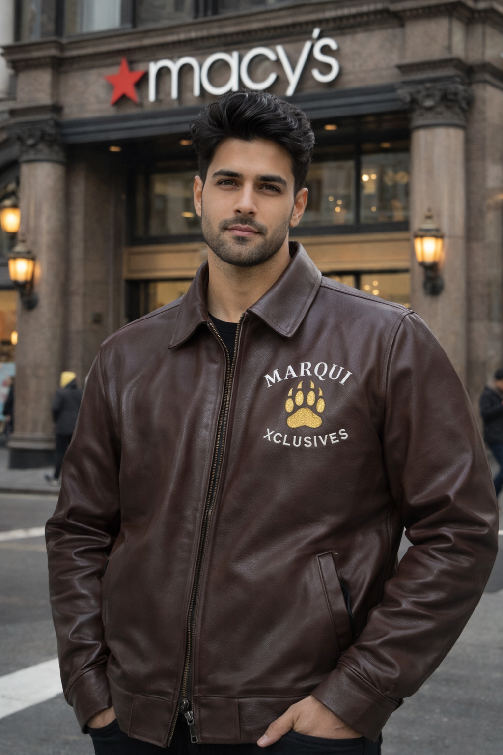 Marqui Xclusives Zip-Sleeve Leather Jacket